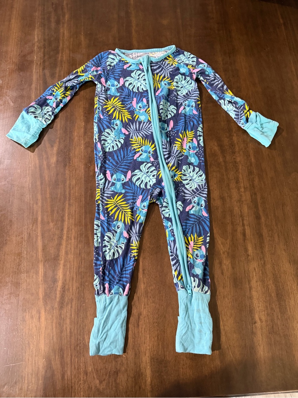 Little Sleepies Lilo & Stitch Print One-Piece Pajamas in Navy and Aqua